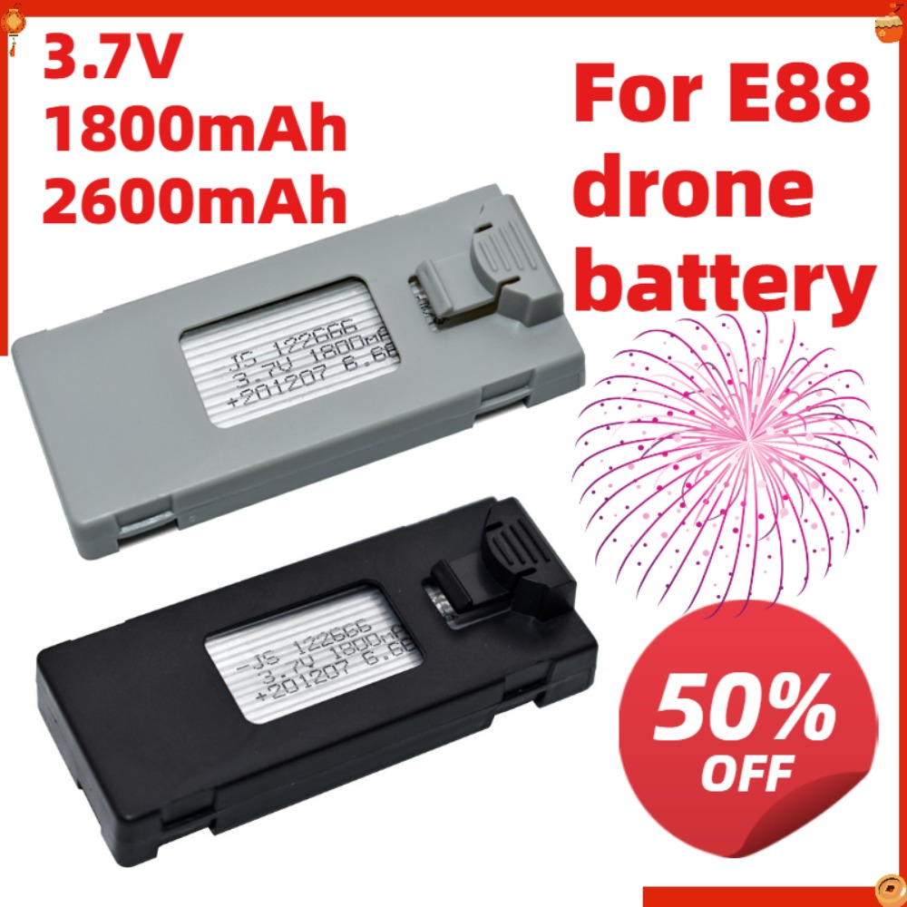Drone E88 Rc Quadcopter - แบตเตอรี่โดรนควบคุมระยะไกล 3.7v 1800mAh 2600mAh สำหรับโดรน E88