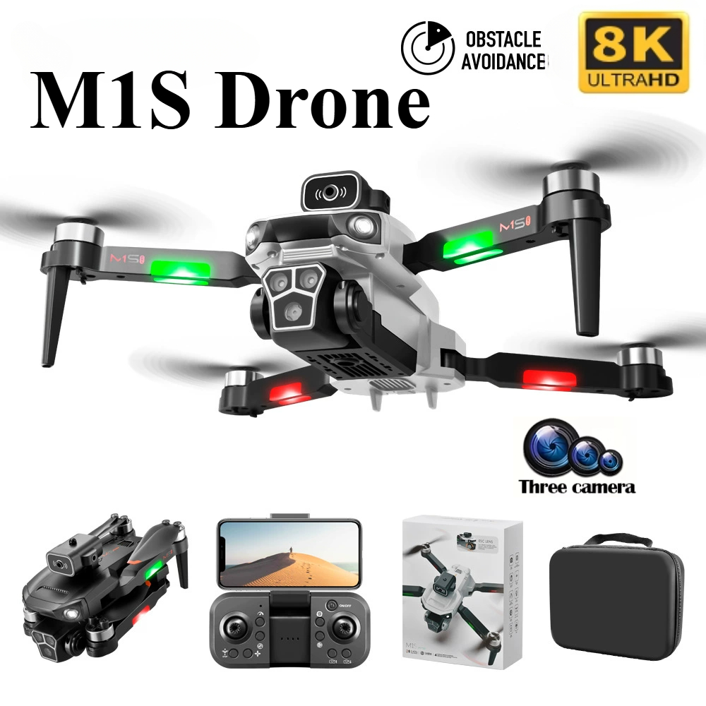 Drone Top Rc - โดรน M1S 8K ระดับมืออาชีพ กล้องสามตัว ระบบหลบหลีกสิ่งกีดขวาง