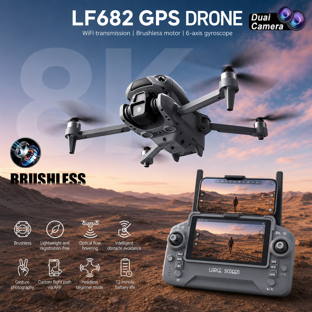 Drone Rc Fpv Pro - โดรนรุ่นใหม่ LF682 กล้องคู่ 8K FPV ระดับมืออาชีพ