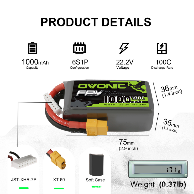 2 ชิ้น OVONIC 1000mAh 100C 22. - Drone Zll Rc บทวิจารณ์และราคา